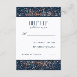 Roos Gouden Glitter  Navy Bruiloft RSVP Kaarten Kaartje