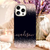 Roos Gouden Glitter Navy Custom Naam Case-Mate iPhone Case