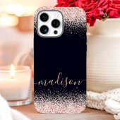 Roos Gouden Glitter Navy Custom Naam Case-Mate iPhone Case