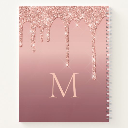 Roos Gouden Glitter Notitieboek Aangepaste Naam Le (Achterkant)