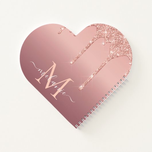 Roos Gouden Glitter Notitieboek Aangepaste Naam Le (Achterkant)