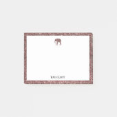 Roos Gouden Glitter Olifant & Rand met Wit Post-it® Notes (Voorkant)