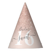 Roos gouden glitter ombre blush roze script Sweet Feesthoedjes (Voorkant)
