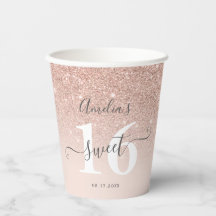 Roos gouden glitter ombre blush roze script Sweet 