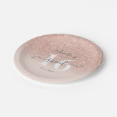Roos gouden glitter ombre blush roze script Sweet  Papieren Bordje (Gekanteld)