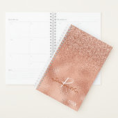 Roos Gouden Glitter Ombre Folie Jaarlijks Monogram Planner (Display)