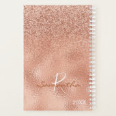 Roos Gouden Glitter Ombre Folie Jaarlijks Monogram Planner (Achterkant)