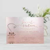 Roos gouden glitter ombre kalligrafie grappige kat kaart (Staand voorkant)