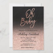 Roos gouden glitter ombre krijtbord Oh baby shower Kaart (Voorkant)