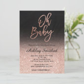 Roos gouden glitter ombre krijtbord Oh baby shower Kaart (Staand voorkant)