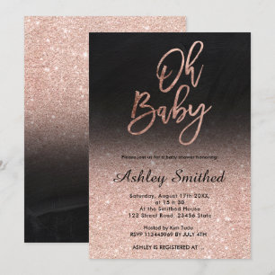 Roos gouden glitter ombre krijtbord Oh baby shower Kaart