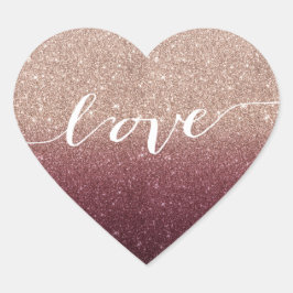 Roos gouden glitter ombre liefde bruiloft gunst hart sticker