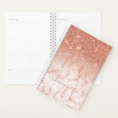 Roos Gouden Glitter Ombre Marmer Jaarlijks Monogra Planner (Display)