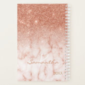 Roos Gouden Glitter Ombre Marmer Jaarlijks Monogra Planner (Achterkant)