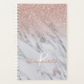 Roos Gouden Glitter Ombre Marmer Jaarlijks Monogra Planner (Voorkant)