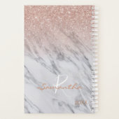 Roos Gouden Glitter Ombre Marmer Jaarlijks Monogra Planner (Achterkant)
