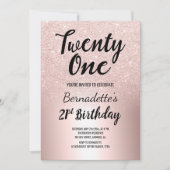 Roos gouden glitter ombre metallic 21e verjaardag kaart (Voorkant)