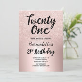 Roos gouden glitter ombre metallic 21e verjaardag kaart (Staand voorkant)