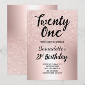 Roos gouden glitter ombre metallic 21e verjaardag kaart (Voorkant / Achterkant)