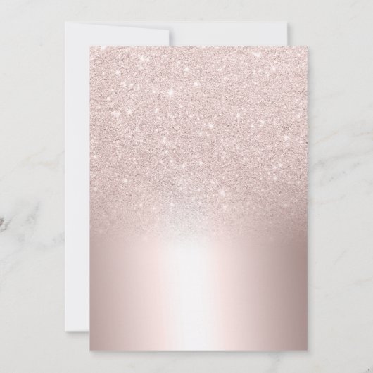 Roos gouden glitter ombre metallic eerste verjaard kaart (Achterkant)
