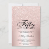 Roos gouden glitter ombre metallic fifty fabulous kaart (Voorkant)