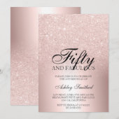 Roos gouden glitter ombre metallic fifty fabulous kaart (Voorkant / Achterkant)