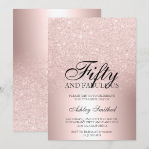 Roos gouden glitter ombre metallic fifty fabulous kaart