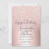 Roos gouden glitter ombre metallic folie verloving kaart (Voorkant)