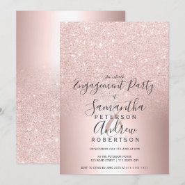 Roos gouden glitter ombre metallic folie verloving kaart