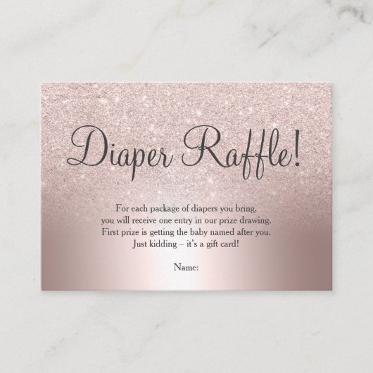 Roos gouden glitter ombre metallic luierverloting informatiekaartje (Voorkant)