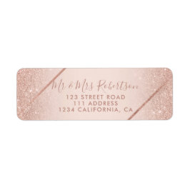 Roos gouden glitter ombre script blush roze bruilo etiket