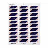 Roos gouden glitter ombre script marineblauw bruil etiket (Full Sheet)