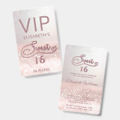 Roos gouden glitter ombre script Sweet 16 VIP Badge (Voor- en achterkant)