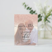 Roos gouden glitter ombre scriptfoto behalve de da aankondigingskaart (Staand voorkant)