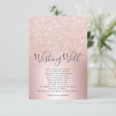 Roos gouden glitter ombre wensing goed bruiloft informatiekaartje (Staand voorkant)
