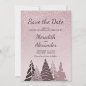 Roos gouden glitter ombre wintervakantie bruiloft save the date (Voorkant)