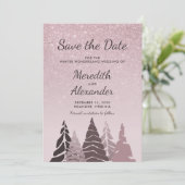 Roos gouden glitter ombre wintervakantie bruiloft save the date (Staand voorkant)