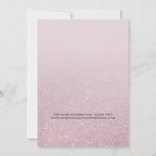 Roos gouden glitter ombre wintervakantie bruiloft save the date (Achterkant)