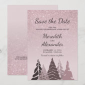Roos gouden glitter ombre wintervakantie bruiloft save the date (Voorkant / Achterkant)