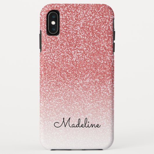 Roos gouden glitter ombre zwart script naam Case-Mate iPhone case (Achterkant)