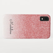 Roos gouden glitter ombre zwart script naam Case-Mate iPhone case (Achterkant (horizontaal))
