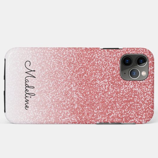 Roos gouden glitter ombre zwart script naam Case-Mate iPhone case (Achterkant (horizontaal))