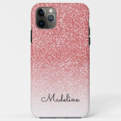 Roos gouden glitter ombre zwart script naam Case-Mate iPhone case (Achterkant)