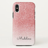 Roos gouden glitter ombre zwart script naam Case-Mate iPhone case (Achterkant)