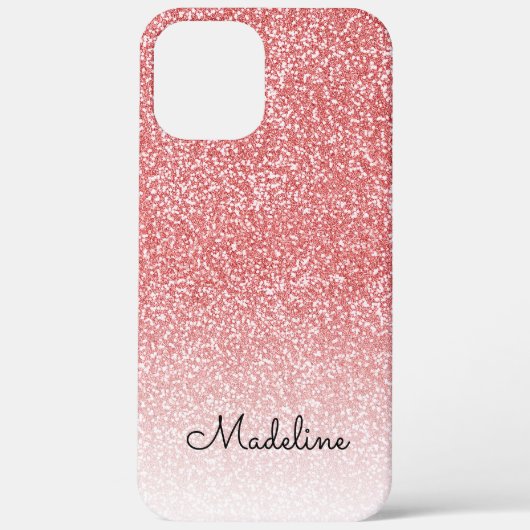 Roos gouden glitter ombre zwart script naam Case-Mate iPhone case (Achterkant)