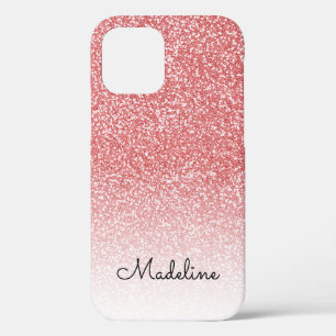 Roos gouden glitter ombre zwart script naam Case-Mate iPhone case