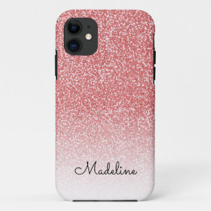 Roos gouden glitter ombre zwart script naam Case-Mate iPhone case