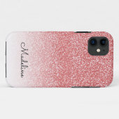 Roos gouden glitter ombre zwart script naam Case-Mate iPhone case (Achterkant (horizontaal))