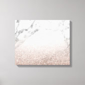Roos gouden glitter op marmeren doek canvas afdruk (Voorkant)