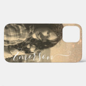 Roos Gouden Glitter Overlay Sepia Fotosjabloon Case-Mate iPhone Case (Achterkant (horizontaal))